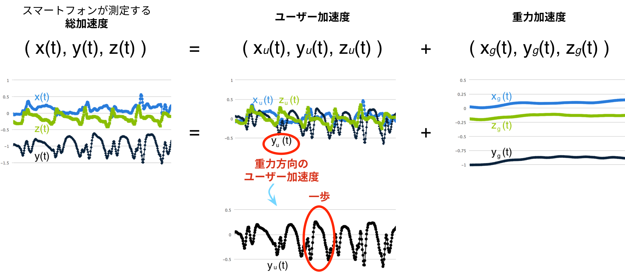 図 4. 総加速度を構成する二つの成分