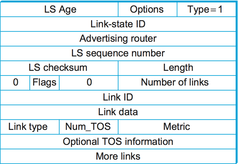 OSPF でリンク状態の広報に使われるパケットフォーマット